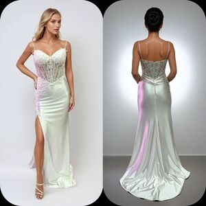 Chic Backless White Satin Dress